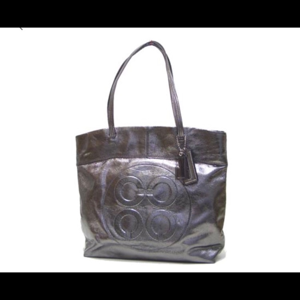 Coach Silver metallic tote